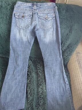 refuge Light Blue Flared Jeans with Back Flap Pockets